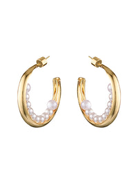 BLING BAR LUNA PEARL HOOPS