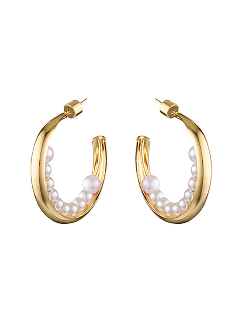 BLING BAR LUNA PEARL HOOPS