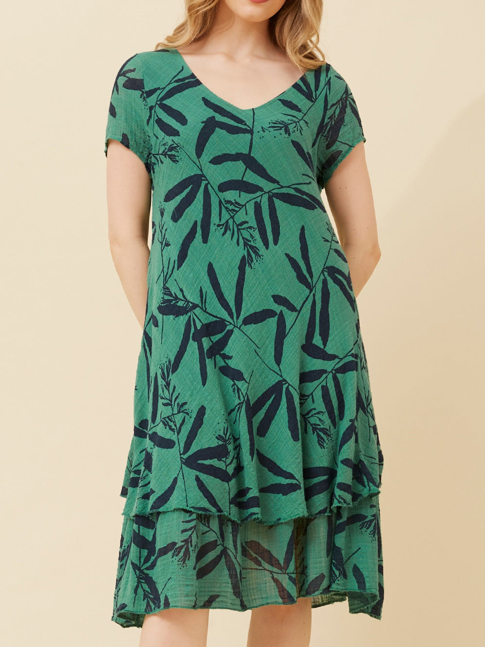 BOTTEGA MODA LEAF PRINT DRESS