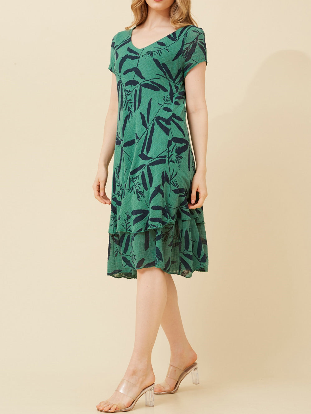 BOTTEGA MODA LEAF PRINT DRESS