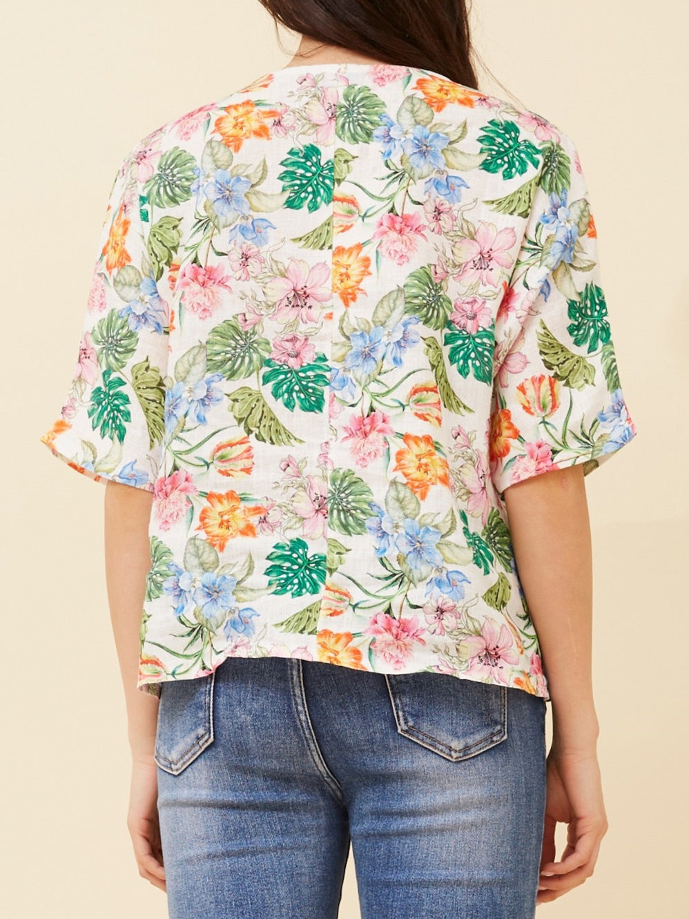 BOTTEGA MODA SHORT SLEEVE FLORAL TOP