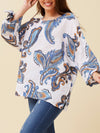 BOTTEGA MODA 3/4 SLEEVE PAISLEY PRINT TOP