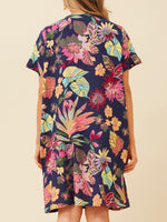 CAROLINE K MORGAN SHORT SLEEVE PRINT DRESS