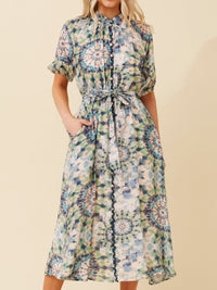 CAROLINE K MORGAN PRINTED MIDI DRESS