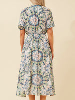 CAROLINE K MORGAN PRINTED MIDI DRESS