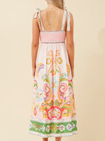 CAROLINE K MORGAN BORDER PRINT DRESS