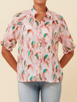 CAROLINE K MORGAN PUFF PRINTED BLOUSE