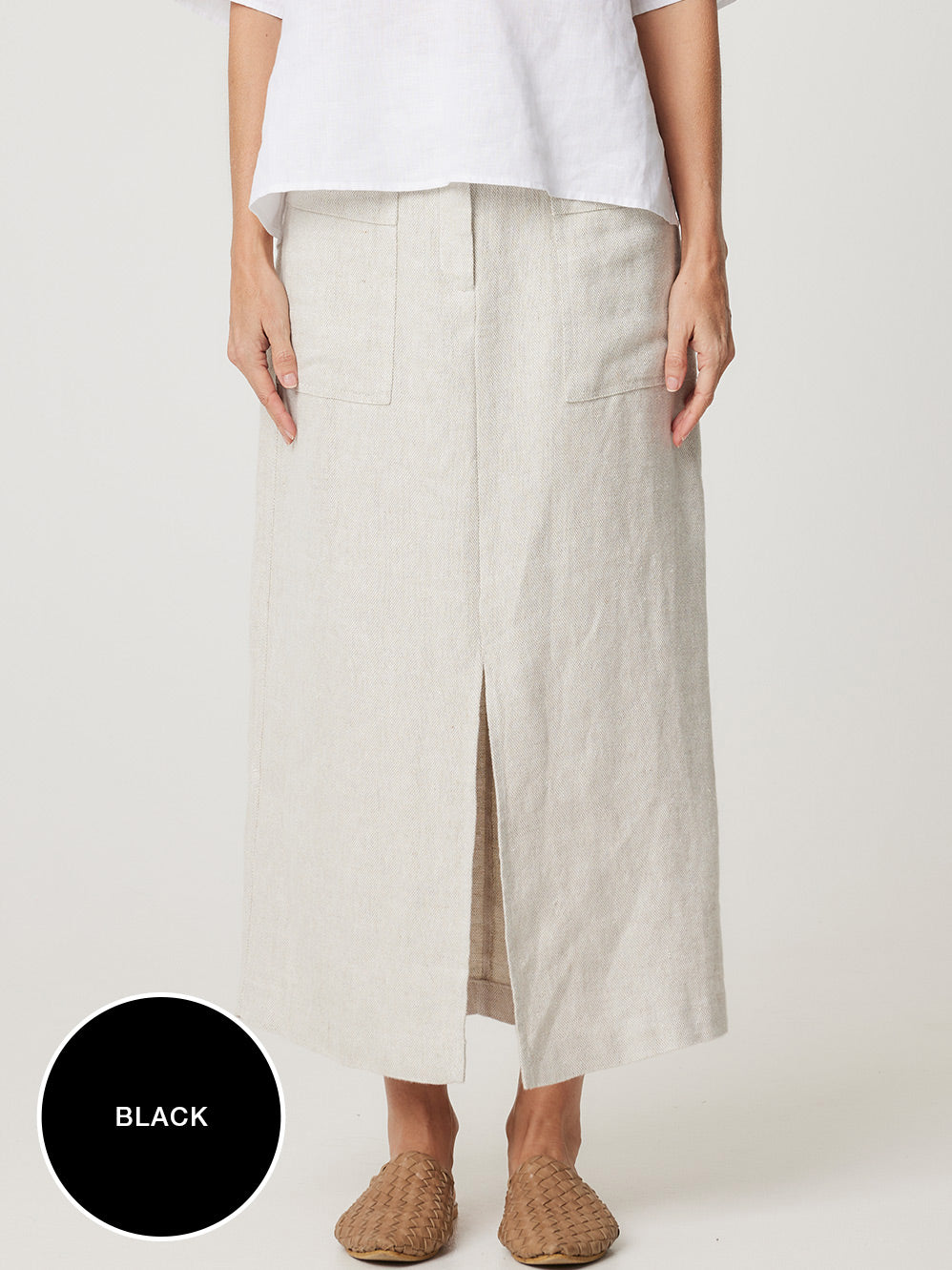 ENNI LINEN MIDI SKIRT