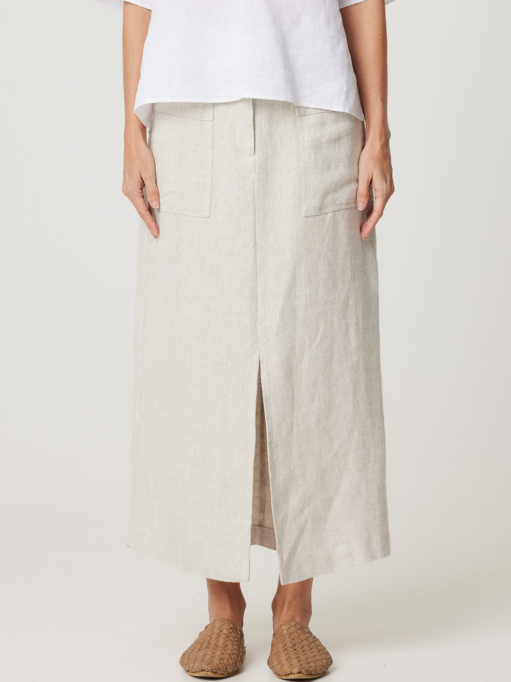 ENNI LINEN MIDI SKIRT