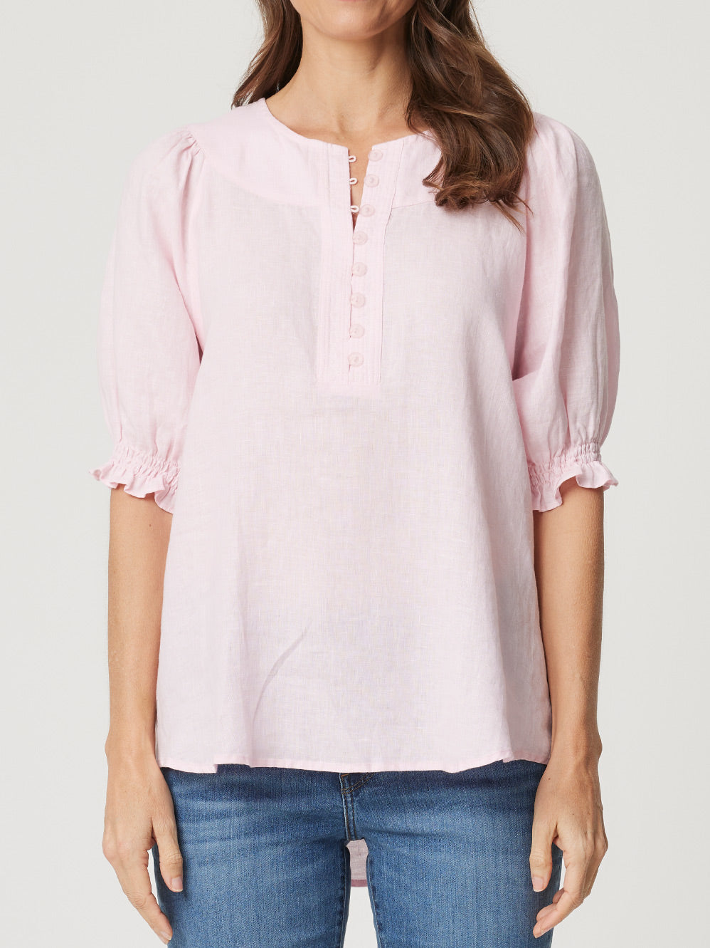 ENNI LINEN BUTTON FRONT TOP