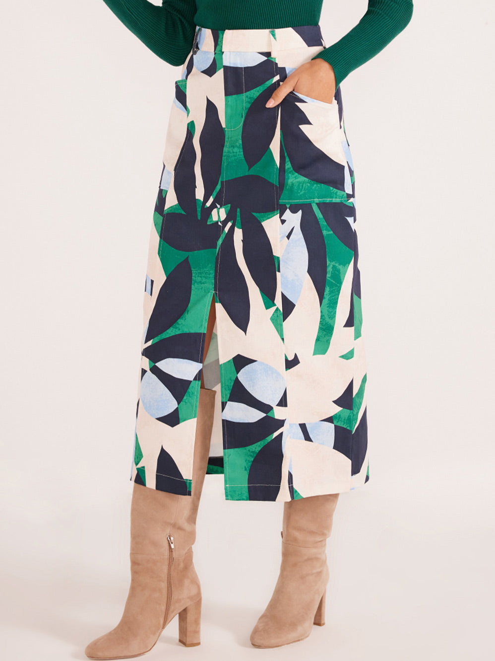 MINKPINK FAVEN DRILL MIDI SKIRT