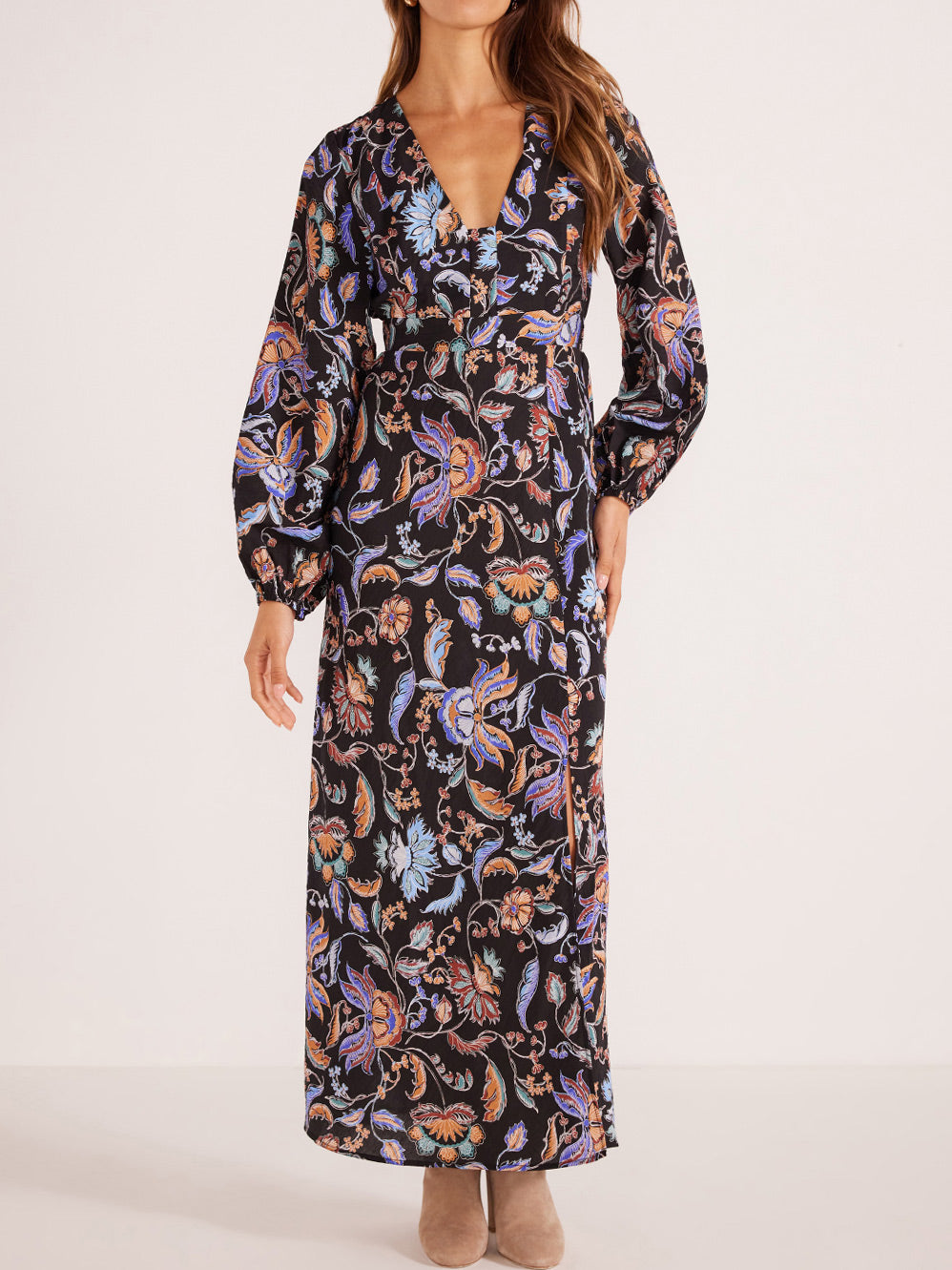 MINKPINK CELESTE LONG SLEEVE MIDI DRESS