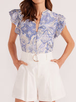 MINKPINK LOLA FLUTTER SLEEVE BLOUSE