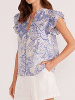 MINKPINK LOLA FLUTTER SLEEVE BLOUSE