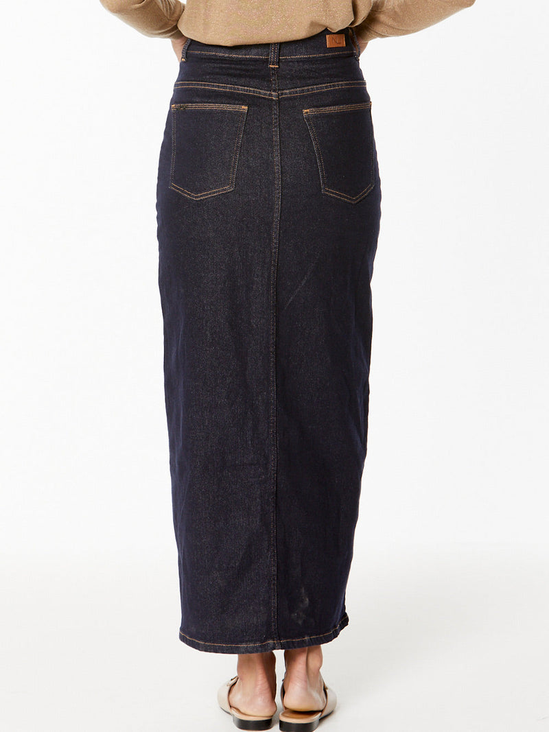 NEW LONDON ALSTON LONGLINE DENIM SKIRT