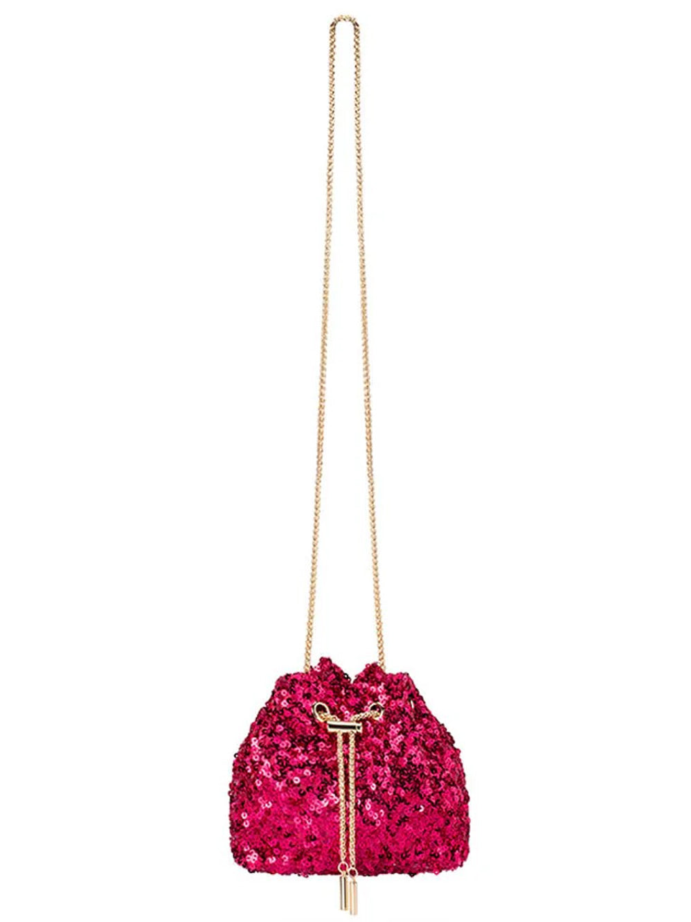 OLGA BERG ILANA SEQUIN DRAWSTRING BAG