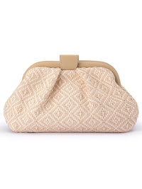 OLGA BERG MINKI GATHERED WOVEN CLUTCH