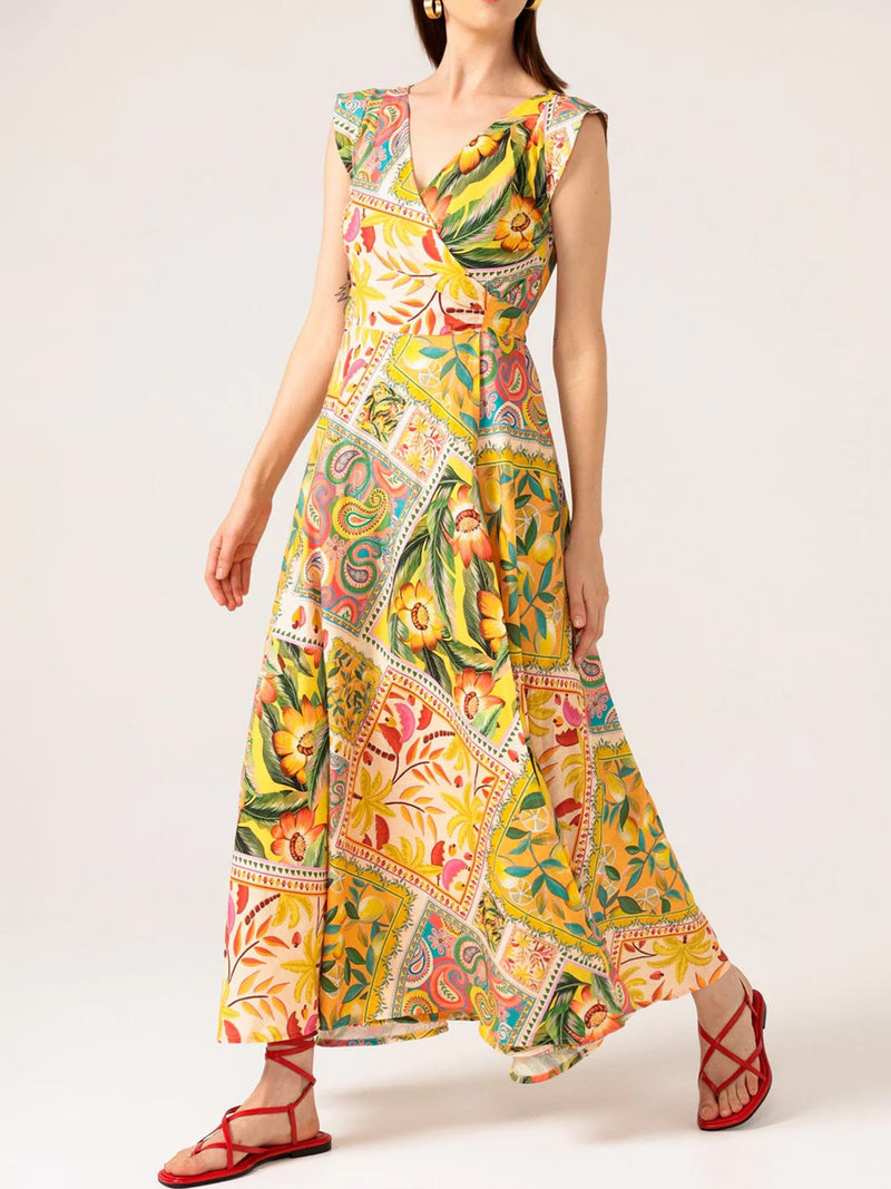 SACHA DRAKE CANARY MAXI WRAP DRESS