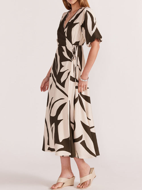 STAPLE ARCADIA WRAP MIDI DRESS