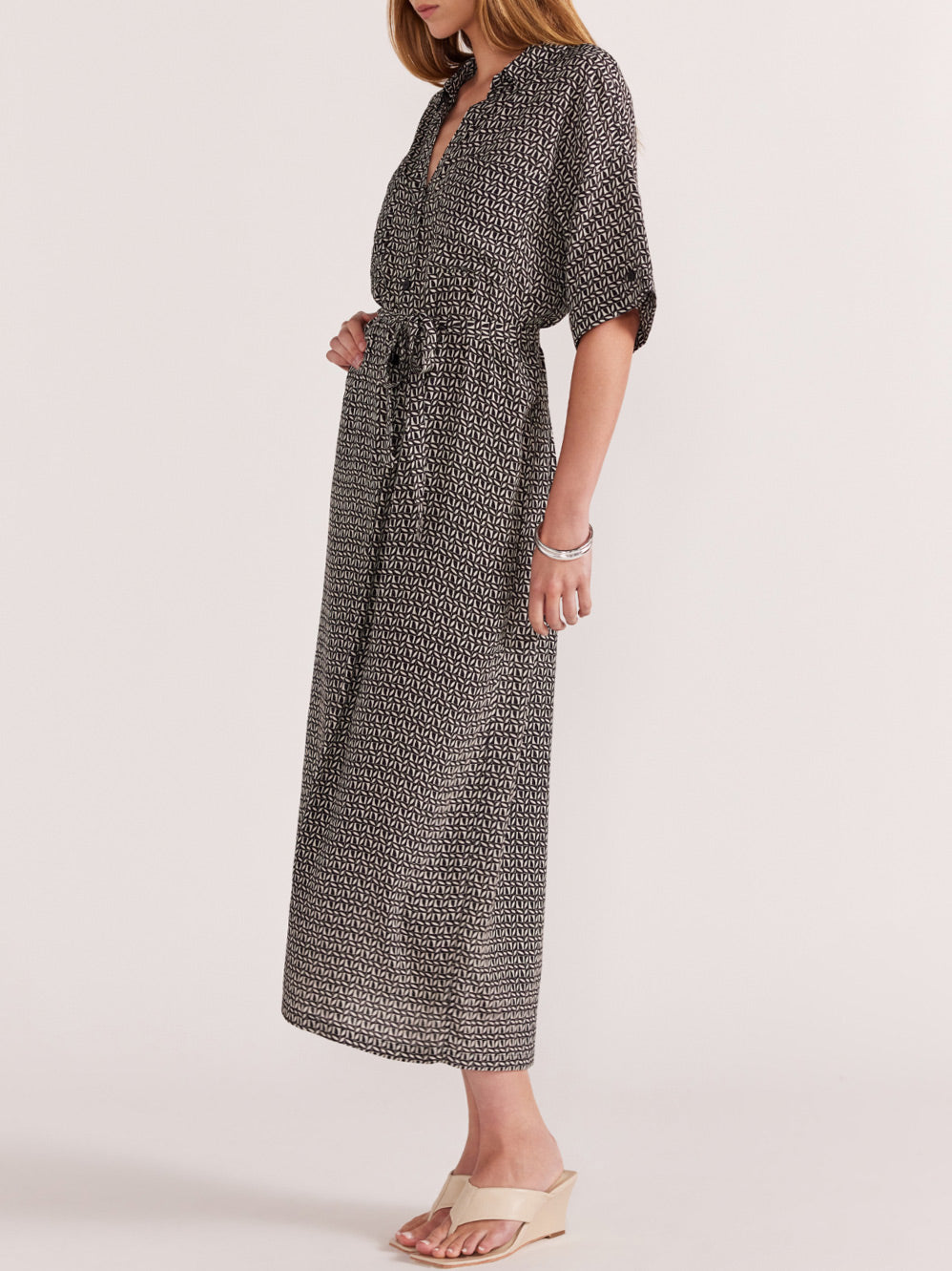 STAPLE THE LABEL DELLA MIDI SHIRT DRESS