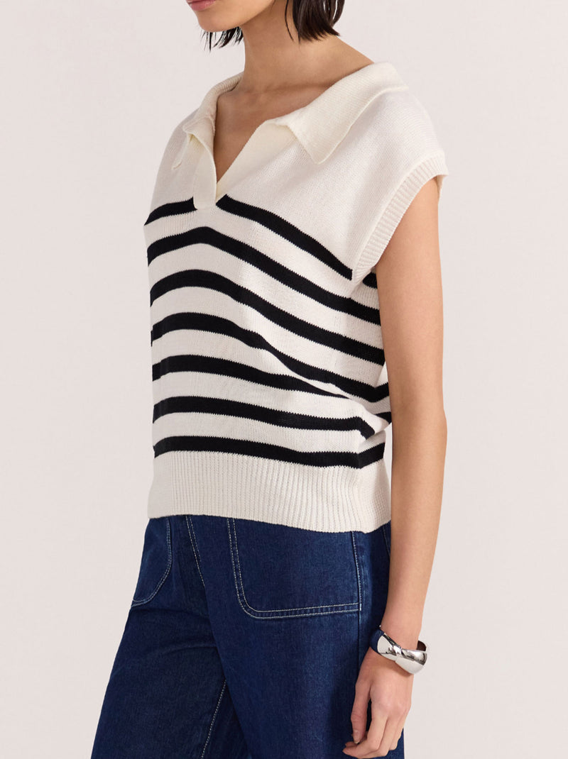 STAPLE THE LABEL REMI STRIPED POLO KNIT