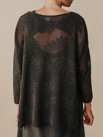 TALAMAYA PALM LEAF INTARSIA PULLOVER