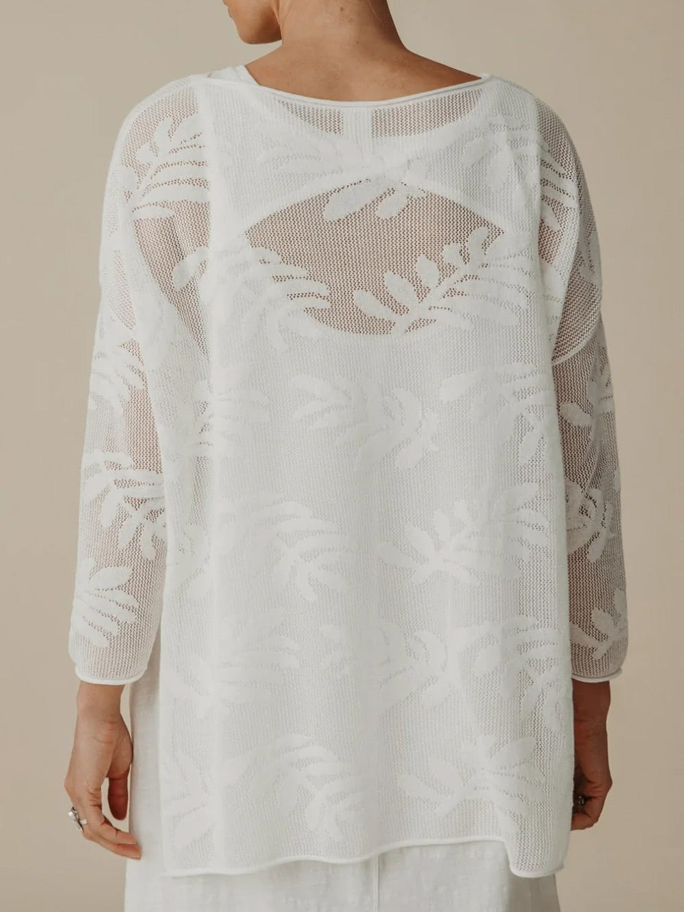 TALAMAYA PALM LEAF INTARSIA PULLOVER