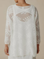 TALAMAYA PALM LEAF INTARSIA PULLOVER