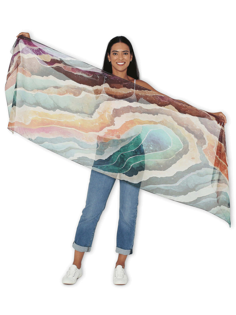 THE ARTISTS LABEL EARTHEN RAINBOW SILK SCARF