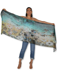 THE ARTISTS LABEL WATERS FLOWERS SCARF