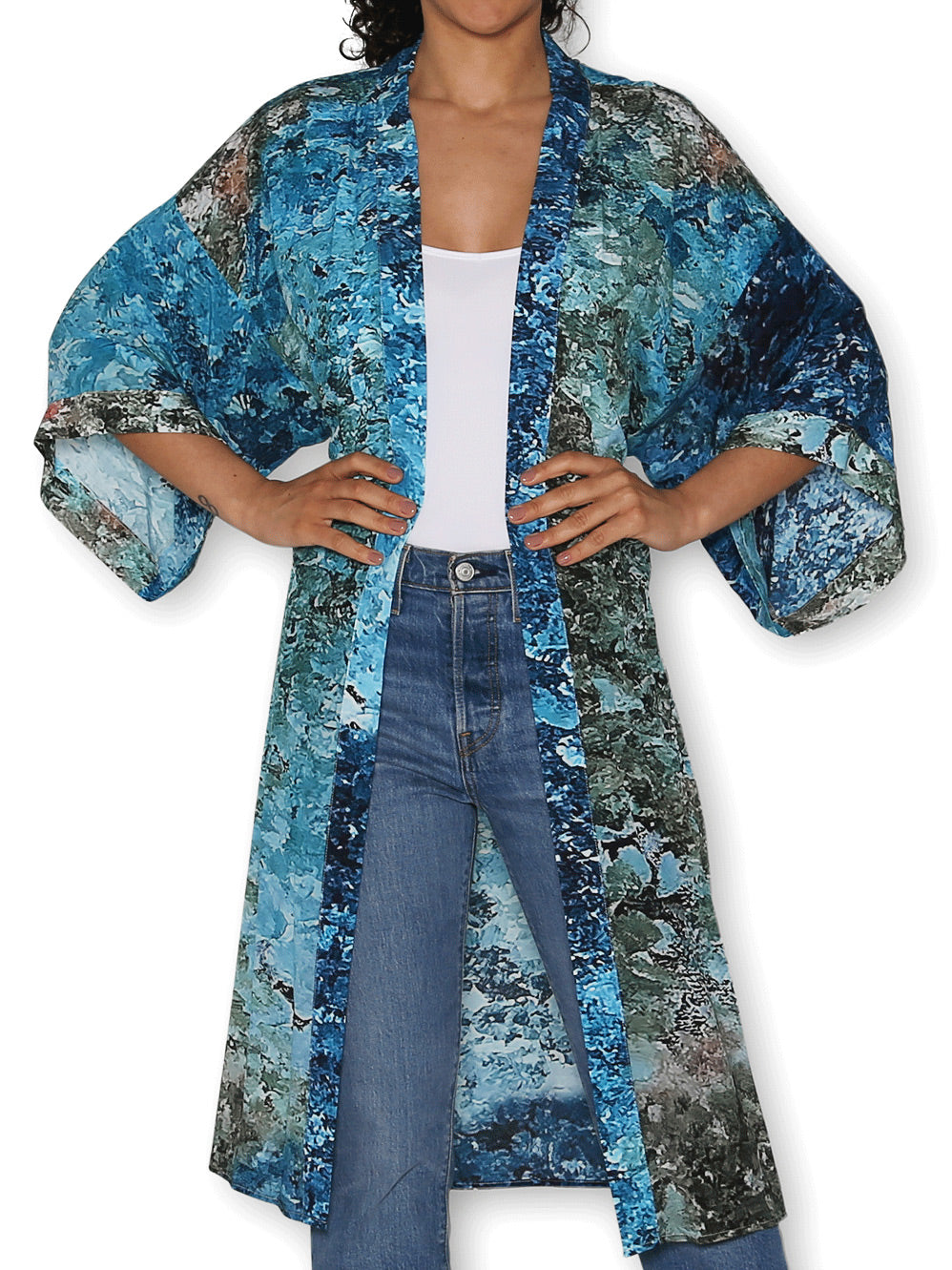 THE ARTISTS LABEL CINQUE TERRE DREAMING LONG SILK KIMONO