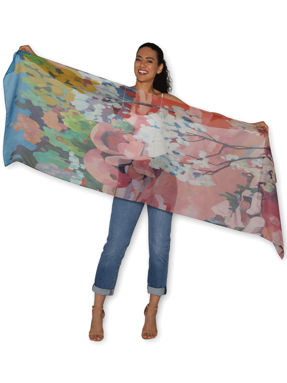 THE ARTISTS LABEL PINK GRANITE SILK SCARF