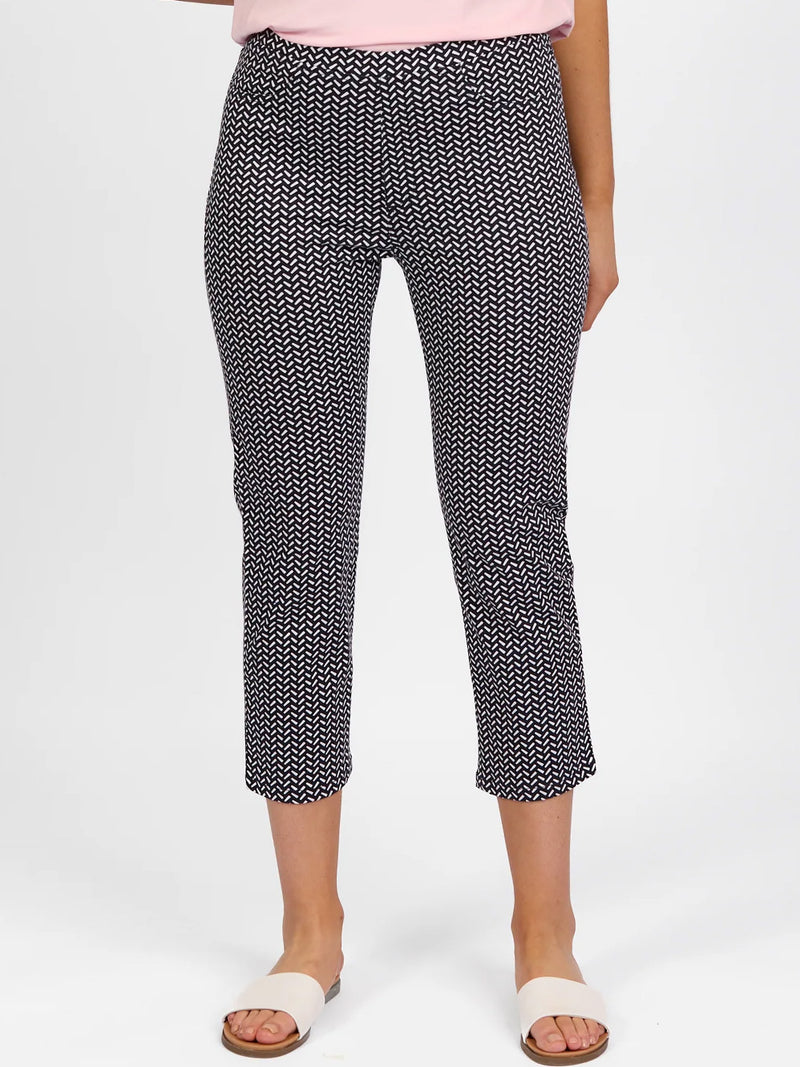 VASSALLI PRINTED SLIM LEG 7/8 LENGTH LIGHTWEIGHT PANT