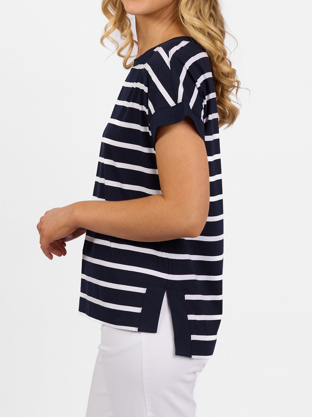 VASSALLI STRIPE DROP SLEEVE TOP