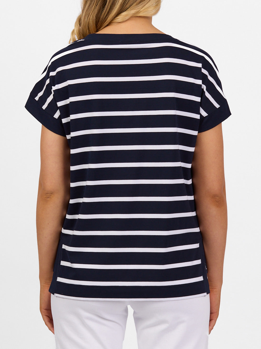 VASSALLI STRIPE DROP SLEEVE TOP