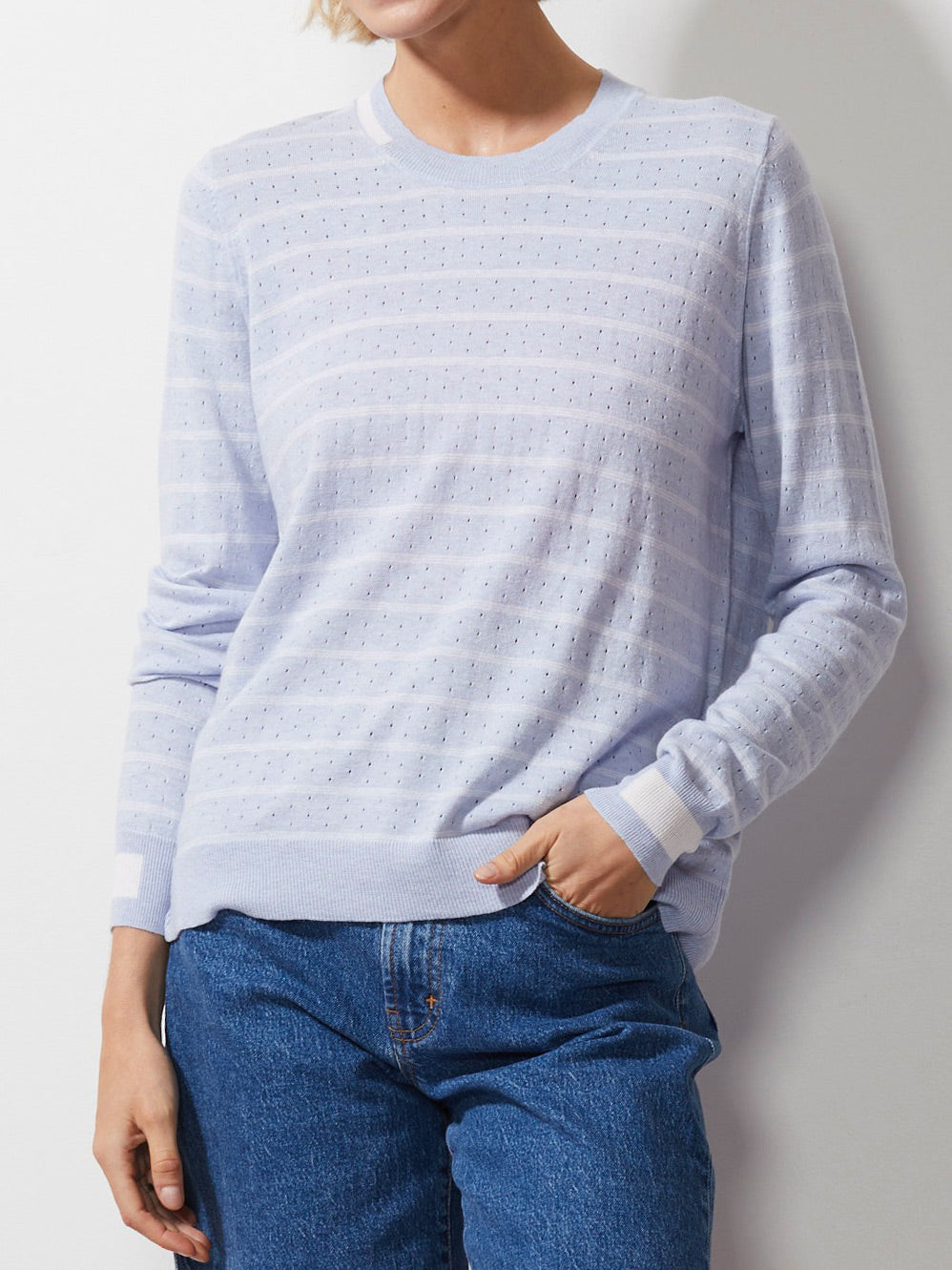 ZAKET & PLOVER POINTELLE PLUS STRIPE JUMPER