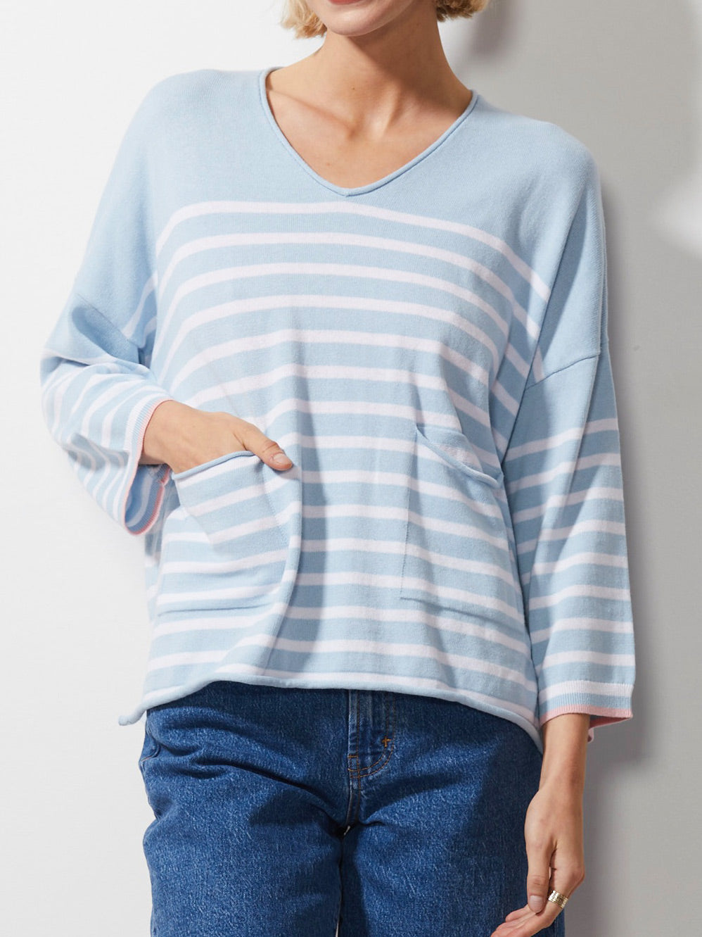 ZAKET & PLOVER BRENTON STRIPE V JUMPER